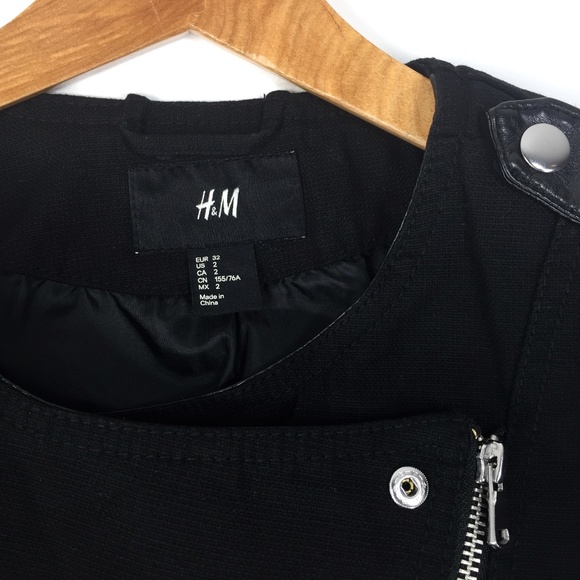 H&M Women's Moto Biker Jacket Black 32 / 2, NWOT - Picture 2 of 12
